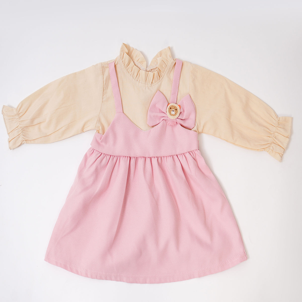 Creamy Top Pinki Bow Frock