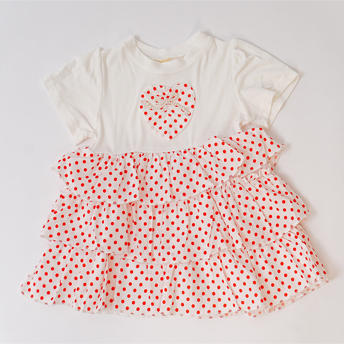 Red Polka Pearl Heart Frock