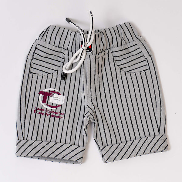 Boys Maroon Grey Stripped print Tshirt shorts combo