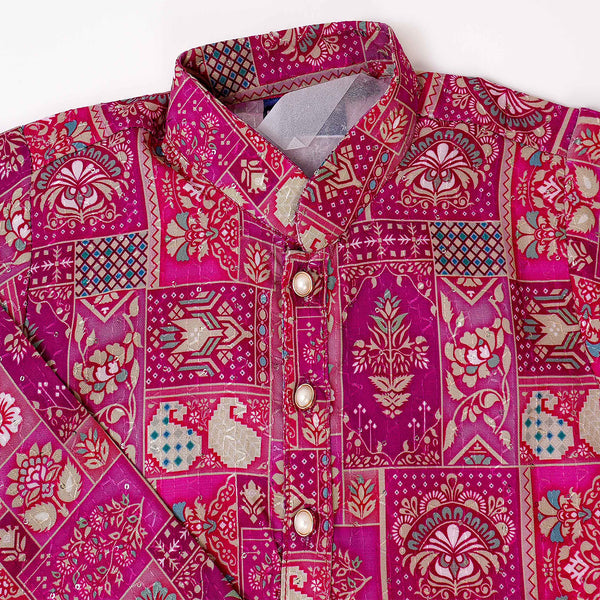 Boys Pink floral ethnic Kurta