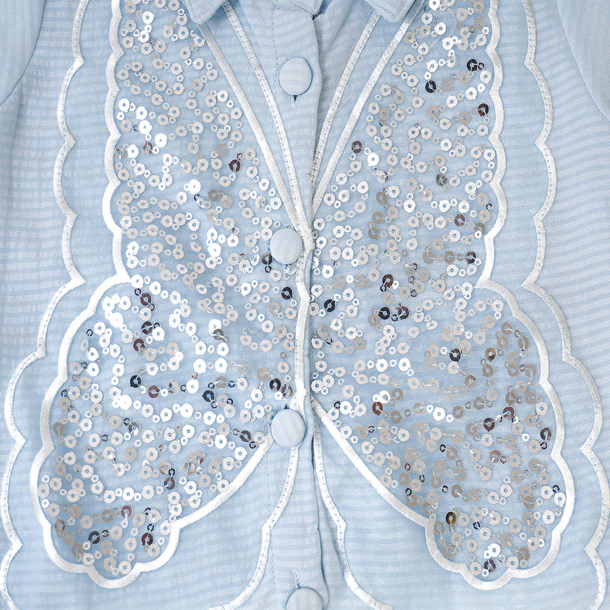 Girl Sequenced Butterfly Blue Top