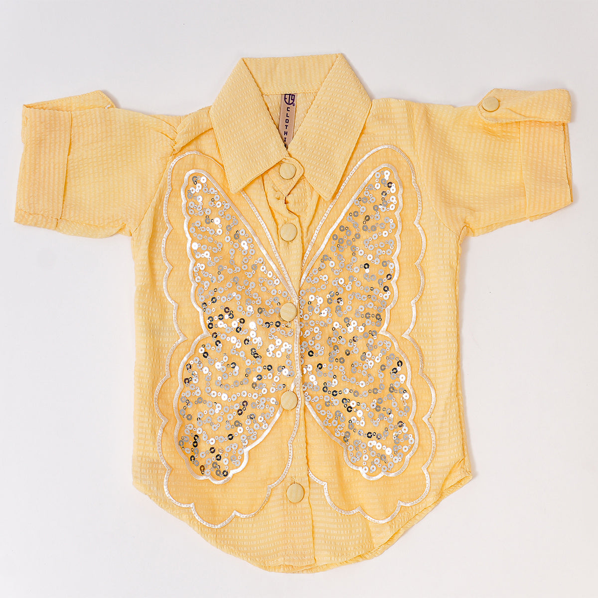 Girl Sequenced Butterfly yellow Top