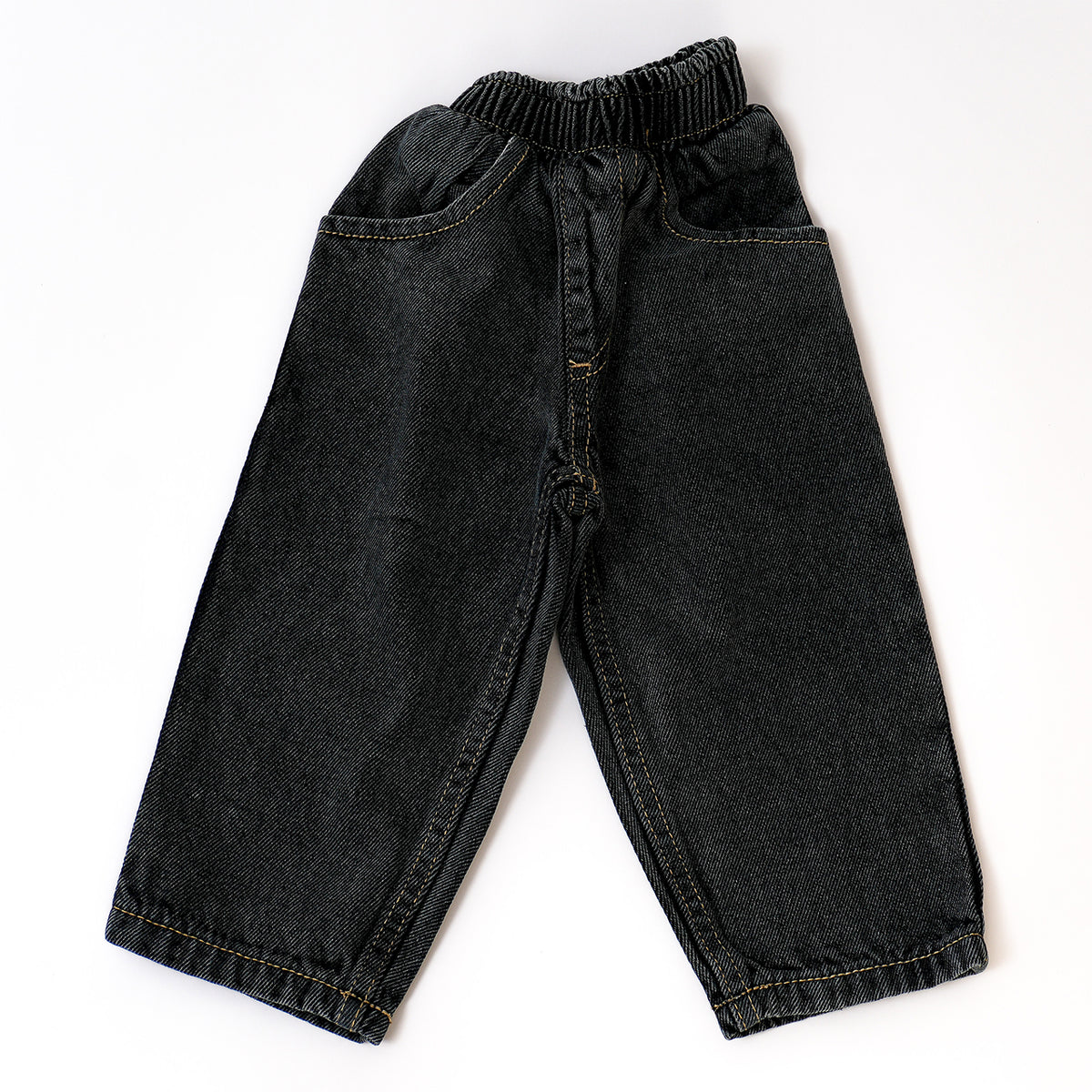 Girls  Plain Black broad bottom denim