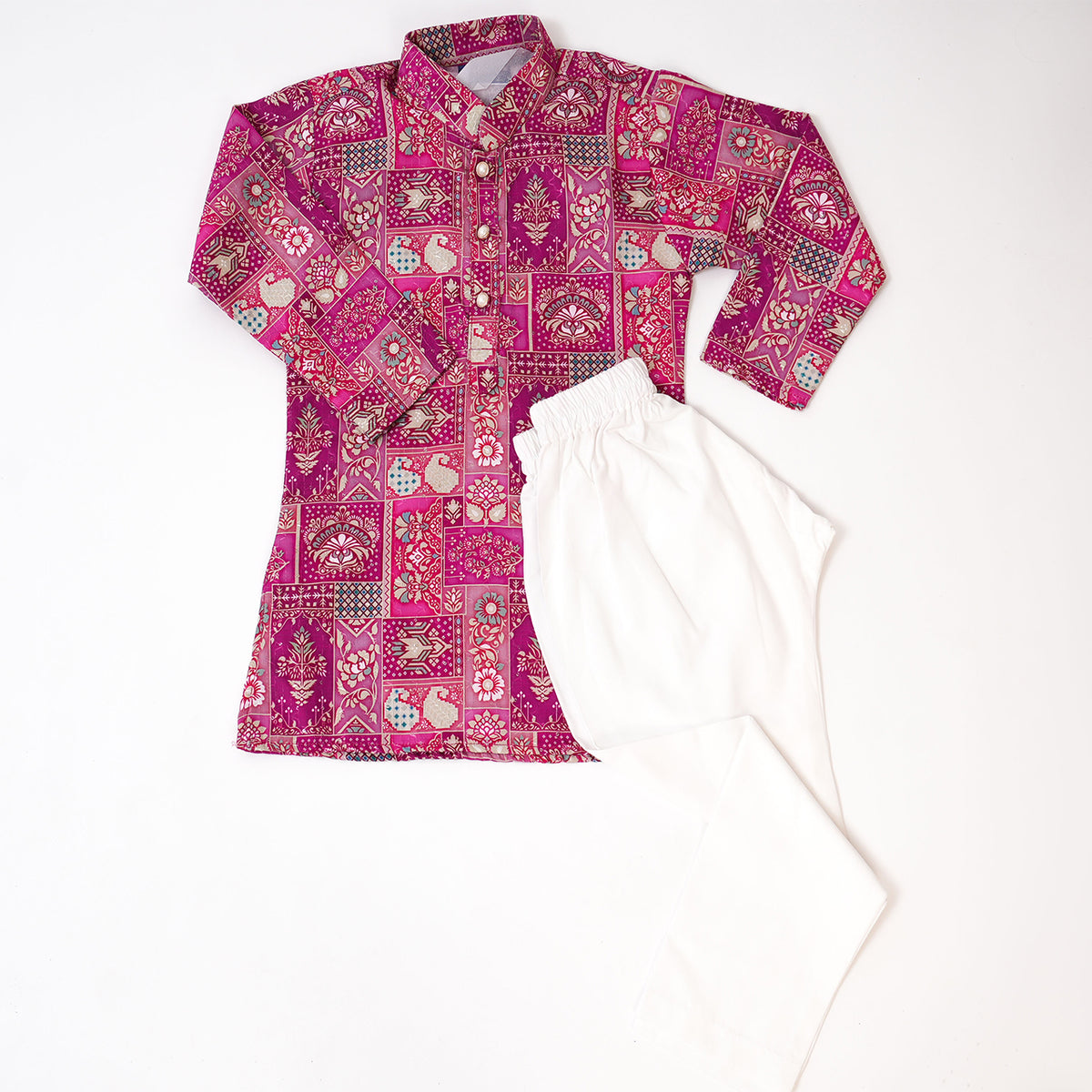 Boys Pink floral ethnic Kurta