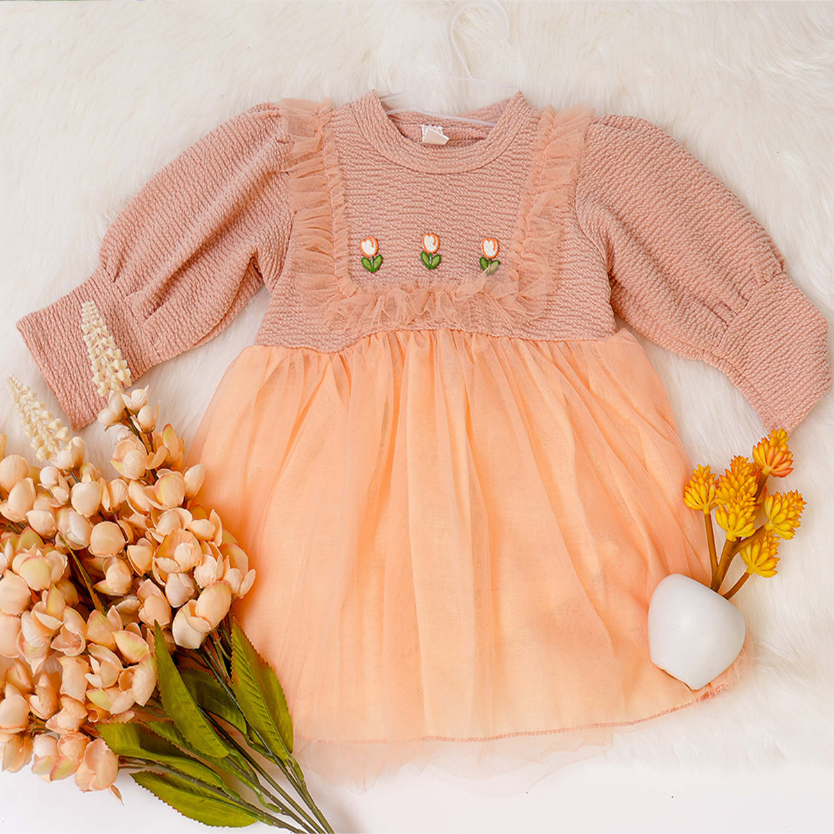 Peachy Flower Party Frock