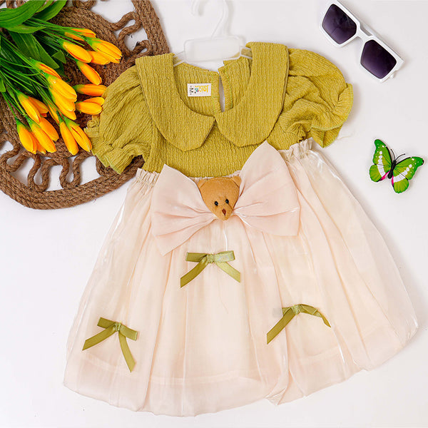 Teddy Bow Green Frock