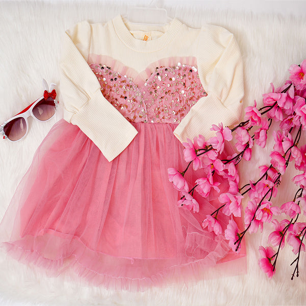 Pink Sequence Party Frock