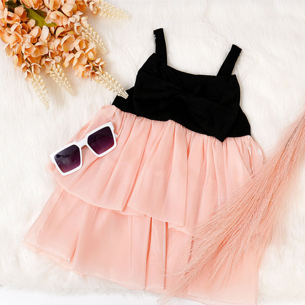 Black Bow Peach Love Frock