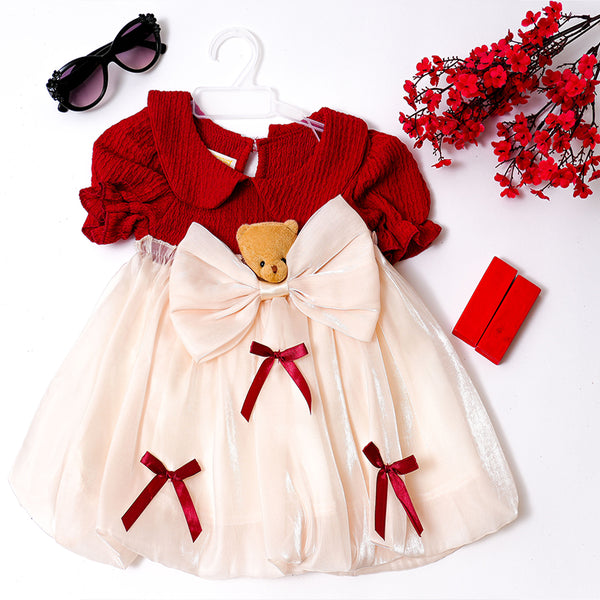 Teddy Bow Red Frock