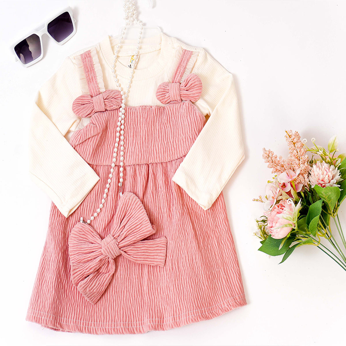 Pink Bow Pearl Party Frock