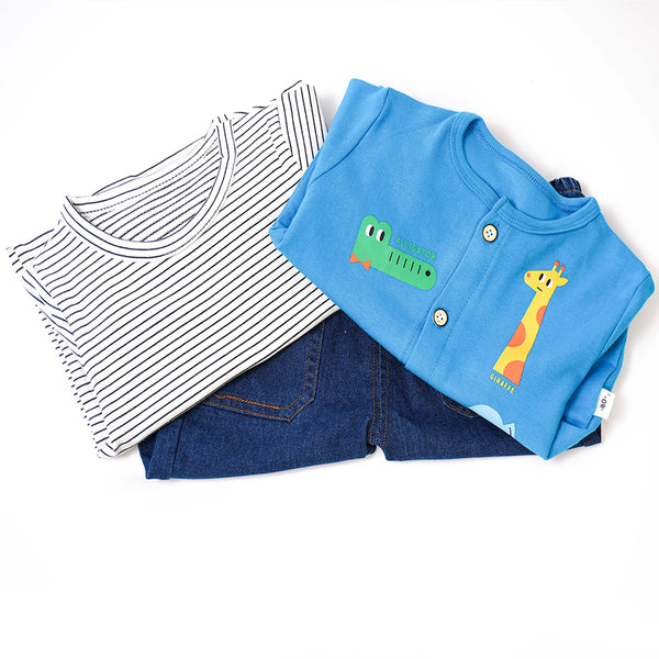 Animal Themed Denim Boys Three Pcs Set