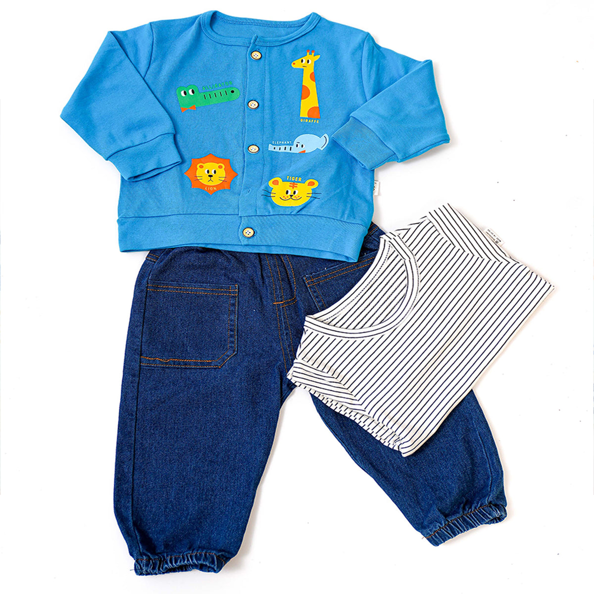 Animal Themed Denim Boys Three Pcs Set