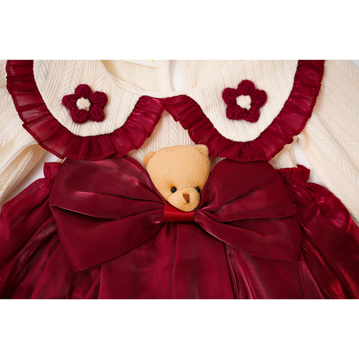 Teddy Bow Frill Neck Frock