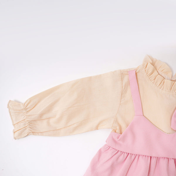 Creamy Top Pinki Bow Frock